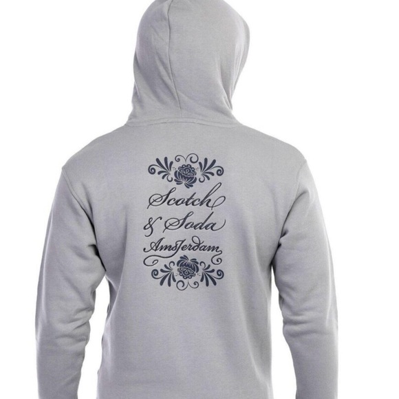 Scotch & Soda Other - Scotch & Soda Gray Embroidered Graphic Fleece Men's Pullover Hoodie sz L New